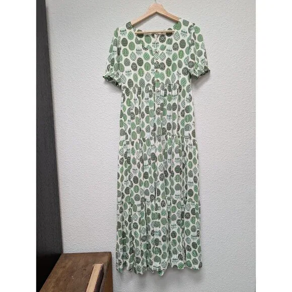 green emerald velvet dress She & Sky Ruffle Sleeve Woven Midi Easter Dress with Tie Back Detail –  Hometown Heritage Boutique main image 0